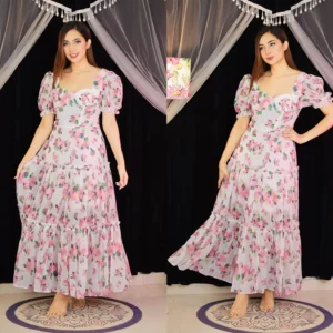 Floral Midi Dress White by BlinqDrobe